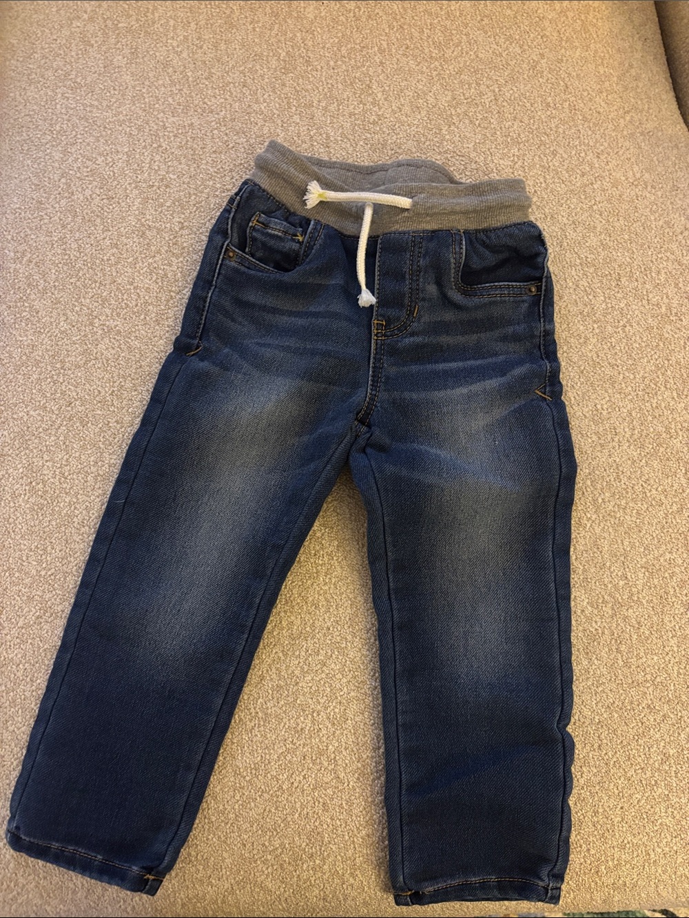 Kids Dark Blue Jogger Jeans with Grey Elastic Waistband